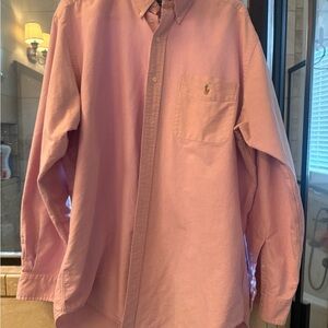 Ralph Lauren Pink Button-Down Oxford Shirt with Chest Pocket
